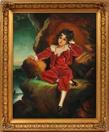 #131 - SIGNED DOSNAZOL, OIL ON CANVAS, H 29", W 22", COPY OF 'THE RED BOY'