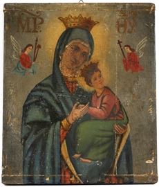 2237 - GREEK, OIL ON CANVAS "MOTHER OF GOD ICON", H 12.25", W 10.25"