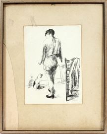 #1239 - ALEXANDER BROOK (AMERICAN, 1898-1980), LITHOGRAPH, H 12", W 9", IN THE STUDIO