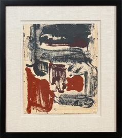 #2018 - ATTRIBUTED TO FRANZ KLINE (AMERICAN 1910-1962), OIL ON PAPER, C. 1955, H 16", W 13", "ABSTRACT COMPOSITION"