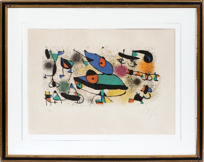 #2023 - JOAN MIRO (SPANISH, 1893-1983), COLOR LITHOGRAPH, 1974, IMAGE SIZE: H 11 5/8", W 22 1/4", "SCULPTURES"
