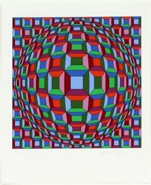 #2159 - VICTOR VASARELY (FRENCH/HUNGARIAN, 1906-1997), SILKSCREEN, IMAGE: H 10 1/8", W 10 1/8"