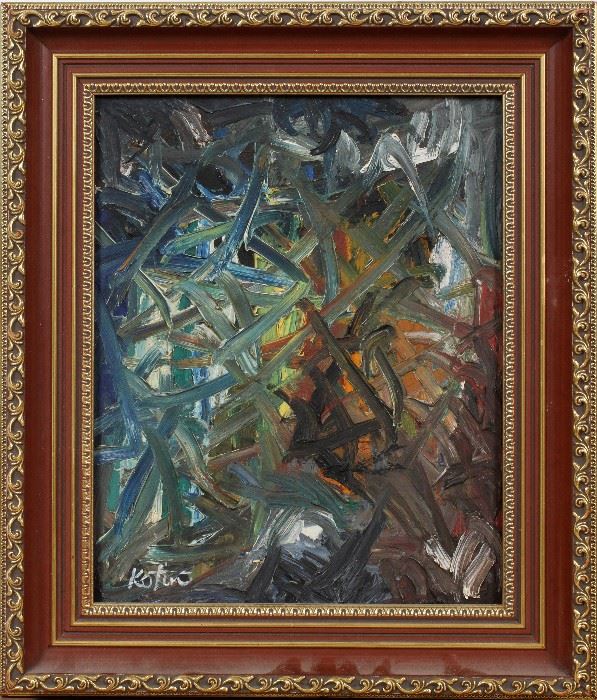 #2151 - ALBERT KOTIN (RUSSIAN-AMERICAN 1907-1980), OIL ON CANVAS, C. 1965, "ABSTRACT COMPOSITION"
