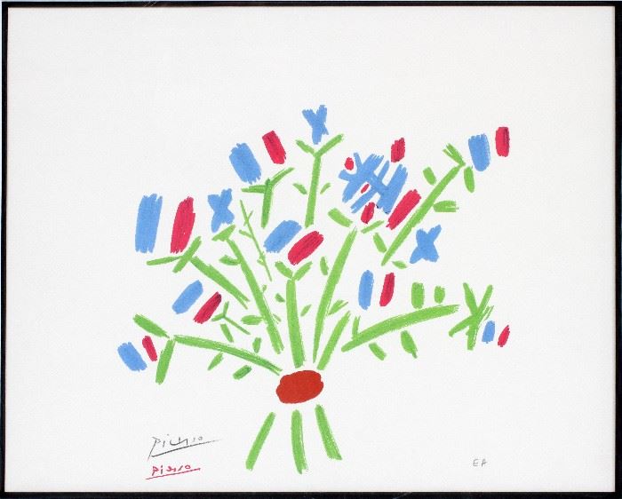 #2394 - AFTER PABLO PICASSO, COLOR LITHOGRAPH, IMAGE: H 10 3/4", W 11 1/2", ABSTRACT TREE
