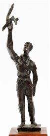 #6 - CHAIM GROSS (AMERICAN 1904-1991) BRONZE SCULPTURE, TORCH OF LEARNING, H 9 3/4"