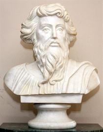 #2116 - MARBLE SCULPTURE H 24", L 19 1/2", A BEARDED CLASSICAL BUST