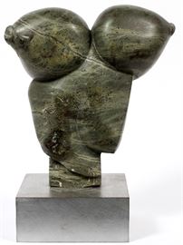 #2299 - ATTRIBUTED TO BRYAN ROSS (AMERICAN 20TH CENTURY), GREEN MARBLE SCULPTURE, C. 1980, H 17", W 12"