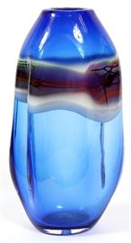 #1304 - D'LUNA BLOWN GLASS VASE, 2005, H 10", DIA 5"