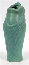 #1333 - VAN BRIGGLE TURQUOISE POTTERY VASE WITH NUDE FEMALE FIGURE, H 12"