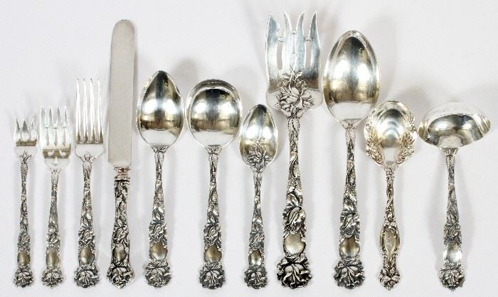 #1078 - ALVIN MFG. CO. "BRIDAL ROSE" STERLING SILVER FLATWARE, 80 PIECES