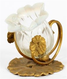 #1106 - VICTORIAN RIB-OPTIC OPEN SALT/TOOTHPICK HOLDER, LATE 19TH/EARLY 20TH C., H 2 5/8", L 3"