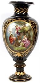 #2052 - SEVRES QUALITY FRENCH HAND PAINTED PORCELAIN VASE, CIRCA 1900, H 30", DIA 14"