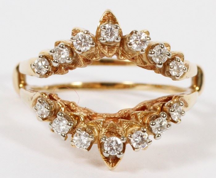 #1173 - 14KT YELLOW GOLD AND DIAMOND RING JACKET, SIZE 8.25