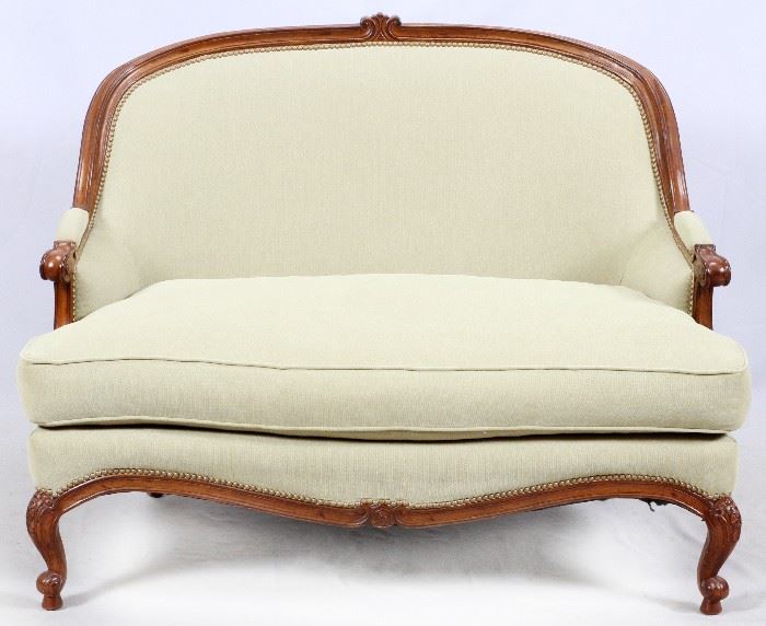 #145 - WESLEY HALL, LOUIS XV-STYLE SETTEE, 20TH C., H 40", W 51", D 32"