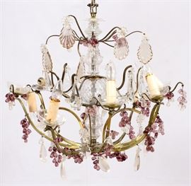 #1024 - LOUIS XVI-STYLE BRASS AND CRYSTAL CHANDELIER, H APPROX. 32"