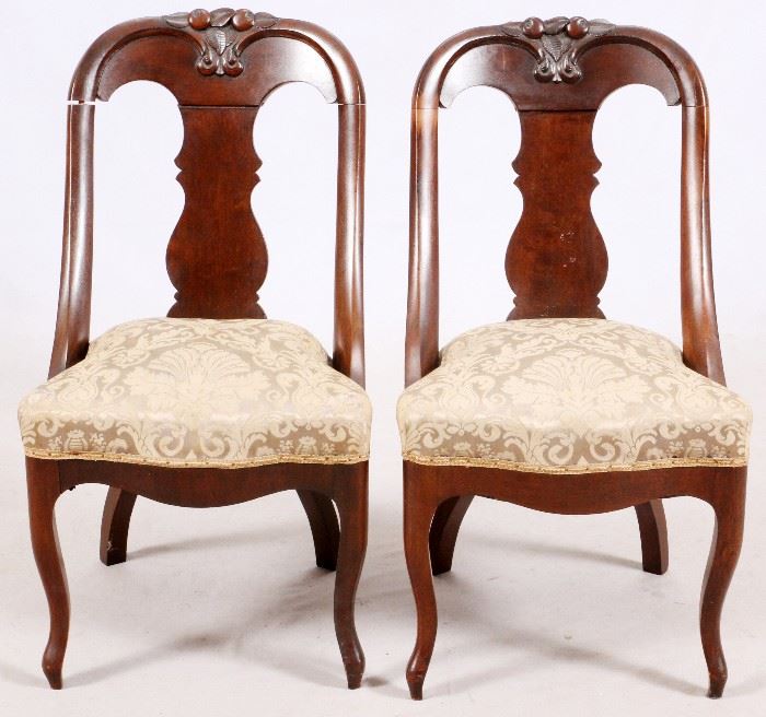 #1053 - VICTORIAN MAHOGANY SIDE CHAIRS, C. 1850, PAIR, H 33", W 19", D 23"