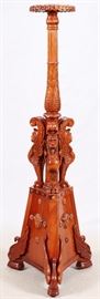 #1061 - EMPIRE STYLE CARVED MAHOGANY PEDESTAL, H 79", W 27", L 27"
