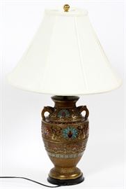 #1409 - ANTIQUE CLOISONNÉ LAMP, H 26"