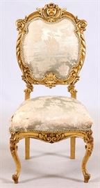 #1369 - LOUIS XV-STYLE CARVED WOOD SIDE CHAIR, 20TH C., H 39", W 18", L 21"