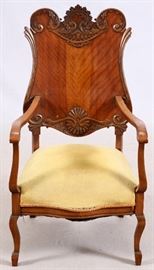 #1368 - AMERICAN COLONIAL REVIVAL ARM CHAIR, EARLY 20TH C., H 41", W 22", D 24"