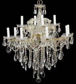 #2058 - STRAUSS MARIE THERESE STYLE TWELVE-LIGHT CRYSTAL CHANDELIER, H 28" DIA 24"