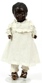 #47 - LEO MOSS AFRICAN-AMERICAN COMPOSITION DOLL, 1911, H 22"