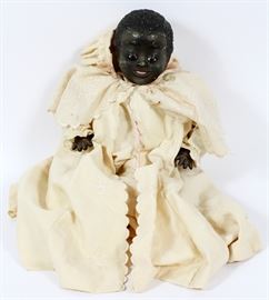 #48 - ATTRIBUTED TO LEO MOSS AFRICAN-AMERICAN DOLL, H 21"