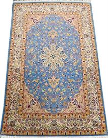 #1121 - PERSIAN ISFAHAN HAND WOVEN MOHAIR AND SILK RUG W 3' 5", L 5' 5"