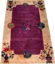 #1125 - CHINESE NICKEL HAND WOVEN WOOL RUG, W 3' 1", L 4' 10"