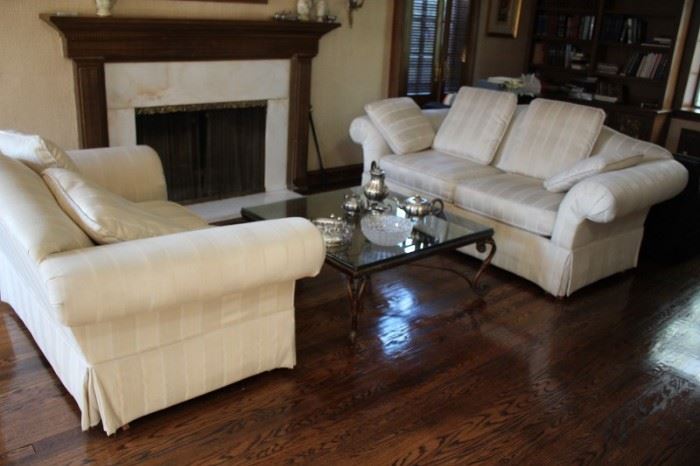 Sofa and Club Chair with Square Coffee Table