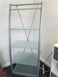 Contemporary Glass and Steel Curio/Bookcase