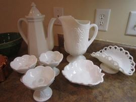 Milk glass and Pfaltzgraff coffee