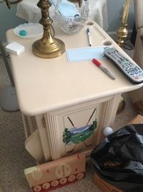 Painted (golf theme) magazine end table $ 60.00