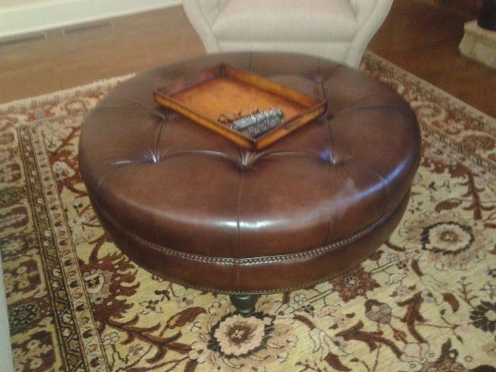 Leather ottoman-Haverty's