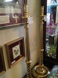 Tall pair of  brass candle sticks