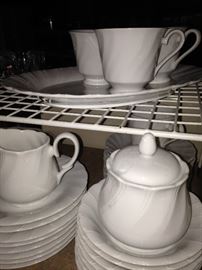 Varied pieces of bone white china