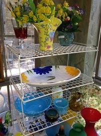 Colorful vases, bowls, and platters