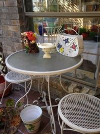 White patio table with 2 chairs