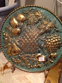 Aqua and gold vintage plaque