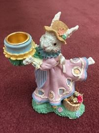 Easter bunny themed candlestick holder.