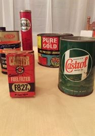 Vintage oil cans.