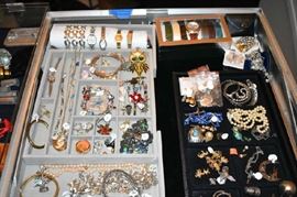 Jewelry Mix of Rings, Watches, Bracelets, Earrings,  Pins,  Cultured Pearl, Native Style Necklace & Pins