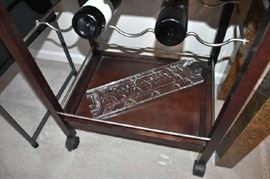 Bamboo Glass-Crystal Decorator Tray, Tea Cart