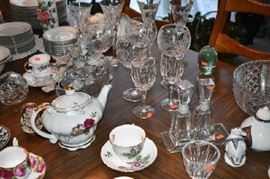 Glassware, Teapot, Cups and Saucers, Stemware, Perfume Paper Weight