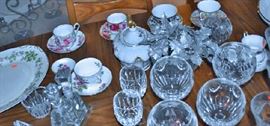 Tea Cups, Platter, Waterford Stemware