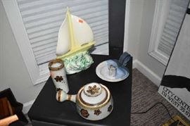 Sail Boat Vintage Lamp Pottery  