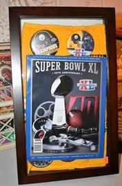 Framed Super Bowl Program, Pins & Towel