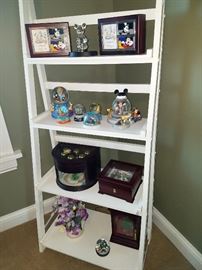 Ladder shelf unit. Mickey Mouse collectibles