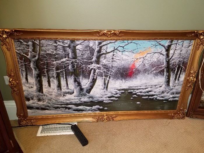 Original oil painting snow scene