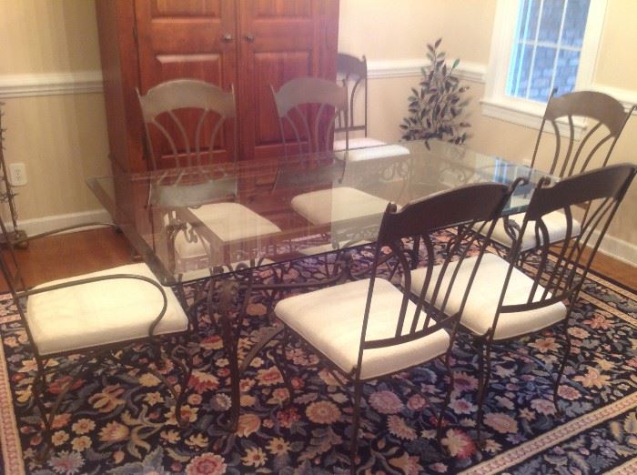 Glass Top / Metal Dining Set with 6 Chairs $ 380.00
